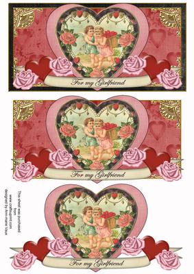 Pink Black Vintage Girlfriend Valentine Dl Decoupage Topper