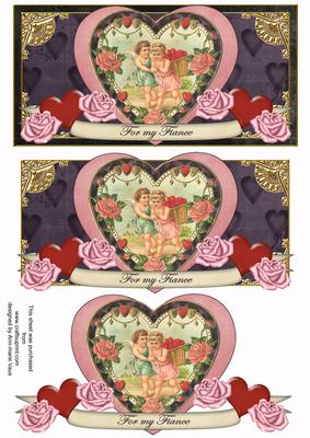 Black Pink Vintage Fiance Valentine Dl Decoupage Topper
