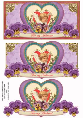 Lilac Vintage Husband Valentine Dl Decoupage Topper