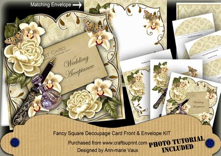 All Cream Wedding Acceptance Fancy Sq Deco Card & E Kit