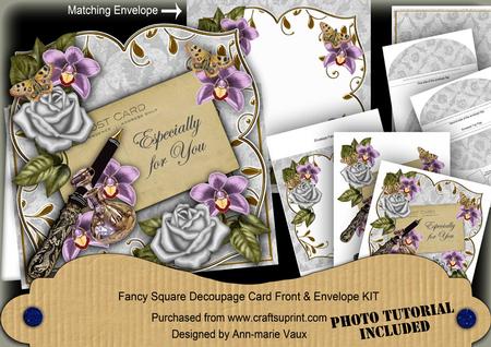 Silver Rose Especially for You Fancy Sq Deco Card & E Kit
