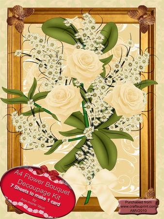 A4 Extreme Decoupage Cream Roses Bouquet Kit