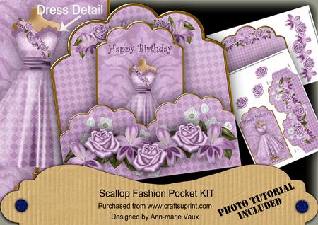 Lilac Check Happy Birthday Scallop Fashion Tag Cf Mini Kit