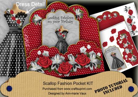 Red B Dotty Looking Fabulous Scallop Fashion Tag Cf Mini Kit