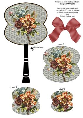 Mixed Flower Bunch Oriental Fan 3D Topper