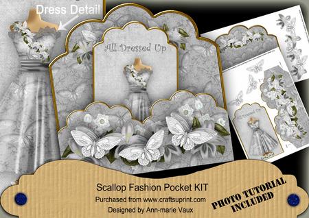 Silver Butterfly Dressed Up Scallop Fashion Tag Cf Mini Kit