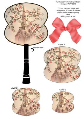 Blossom Church Oriental Hand Fan 3D Topper