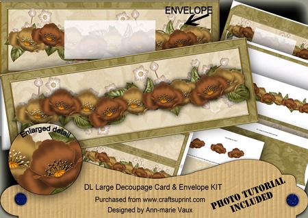 Gold Poppy Large Dl Decoupage Card & Env Kit