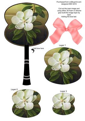 Pretty Jasmine Oriental Hand Fan 3D Topper