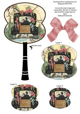 Wedding Car Oriental Hand Fan 3D Topper
