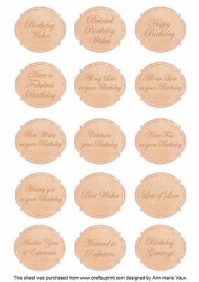 Peach Magnoila Matching Birthday Sentiment Fancy Label Sheet