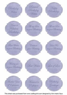 Blue Hibiscus Matching Birthday Sentiment Fancy Label Sheet