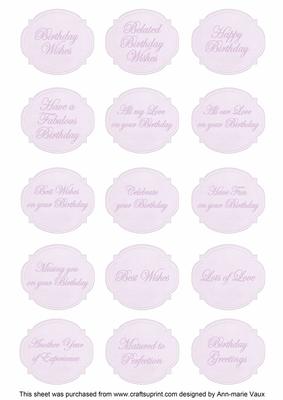 Wh/lilac Lily Matching Birthday Sentiment Fancy Label Sheet