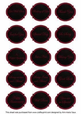 Red Blk Rose Matching All Occasion Sentiment Label Sheet