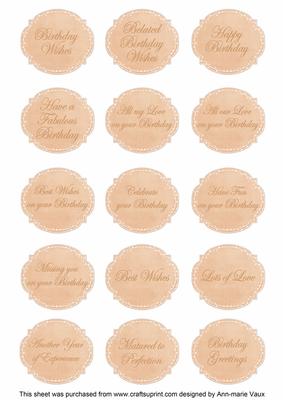 Peach Hibiscus Matching Birthday Sentiment Fancy Label Sheet