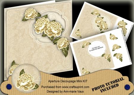 Cream Rose 8in Aperture Decoupage Cf Mini Kit