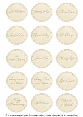 Cream Rose Matching All Occasion Sentiment Label Sheet