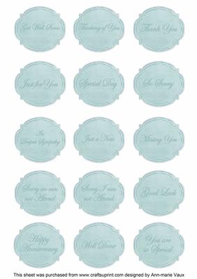Teal Magnolia Matching All Occasion Sentiment Label Sheet
