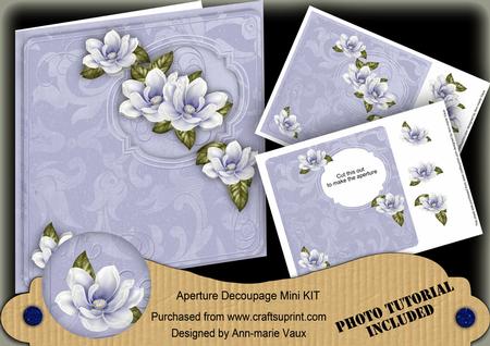 Blue Magnolia Hibiscus 8in Aperture Decoupage Cf Mini Kit