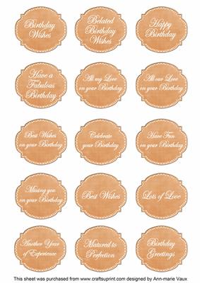 Borange Dotty Fancy Birthday Sentiment Label Caption Sheet
