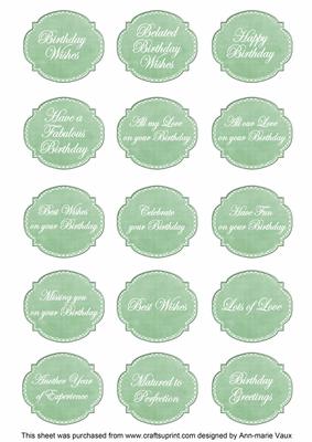 m Green Dotty Fancy Birthday Sentiment Label Caption Sheet