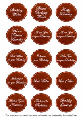 Sunrise Dotty Fancy Birthday Sentiment Label Caption Sheet