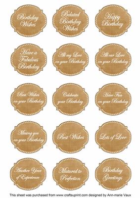Vtea Dotty Fancy Birthday Sentiment Label Caption Sheet