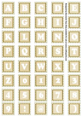 Cream White Dotty Mix Alphabet Tile Embellishment Sheet