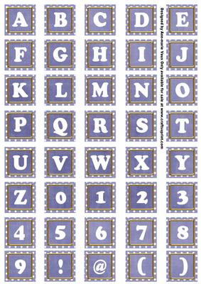 Dblue White Dotty Mix Alphabet Tile Embellishment Sheet