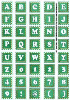 Dgreen White Dotty Mix Alphabet Tile Embellishment Sheet