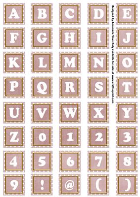 Dpink White Dotty Mix Alphabet Tile Embellishment Sheet