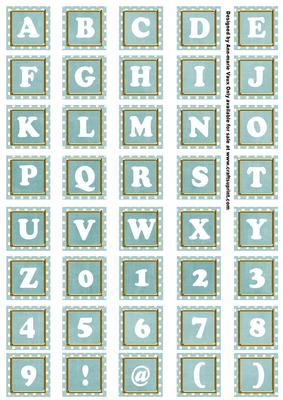 Dteal White Dotty Mix Alphabet Tile Embellishment Sheet