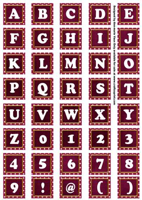 Hot Pink White Dotty Mix Alphabet Tile Embellishment Sheet