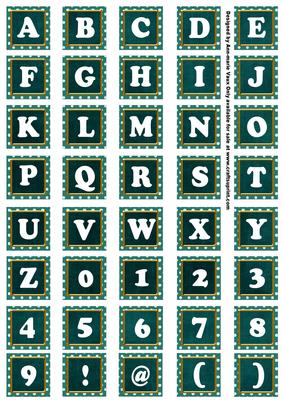 Peacock White Dotty Mix Alphabet Tile Embellishment Sheet