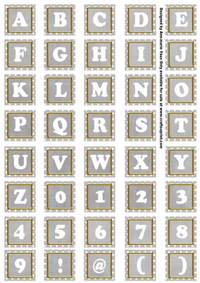 Silver White Dotty Mix Alphabet Tile Embellishment Sheet