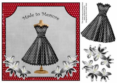Red Black Dotty Made to Measure Fashion Decoupage 8in Topper