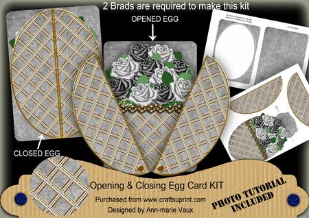Silver Black Roses 3D Fab Opening Egg Card Mini Kit
