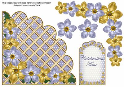 Blue Gold Fmk Celebrate 7in Scallop Corner Decoupage Topper