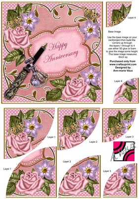 Pink Multi Happy Anniversary 6in Duo Corner Stacker