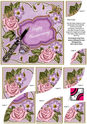 Lilac Multi Happy Anniversary 6in Duo Corner Stacker