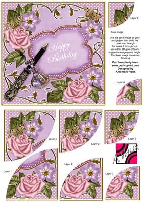 Lilac Multi Happy Birthday 6in Duo Corner Stacker