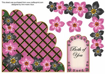 Black Pink Fmk Both of U 7in Scallop Corner Decoupage Topper