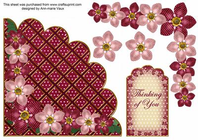 Pink Fmk Thinking of U 7in Scallop Corner Decoupage Topper