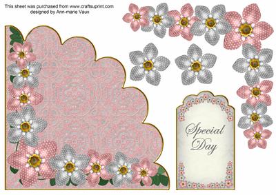 Pink Sil Fmk Special Day 7in Scallop Corner Decoupage Topper
