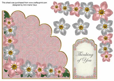 Pink Sil Fmk Thinkin Ofu 7in Scallop Corner Decoupage Topper