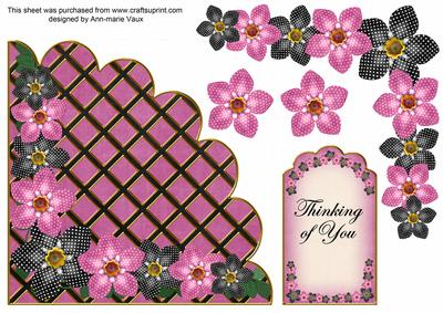 Blk Pink Fmk Thinkin Ofu 7in Scallop Corner Decoupage Topper