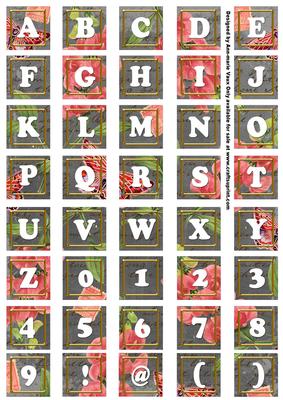 Black Sweet Pea Colour Alphabet Tile Embellishment Sheet