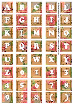 Borange Sweet Pea Colour Alphabet Tile Embellishment Sheet