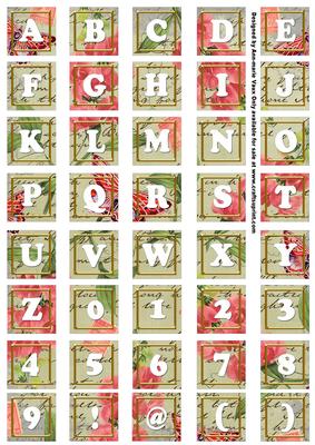 Cream Sweet Pea Colour Alphabet Tile Embellishment Sheet