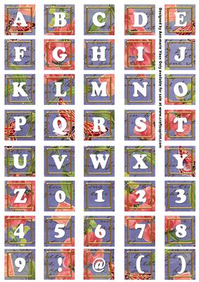 Dblue Sweet Pea Colour Alphabet Tile Embellishment Sheet